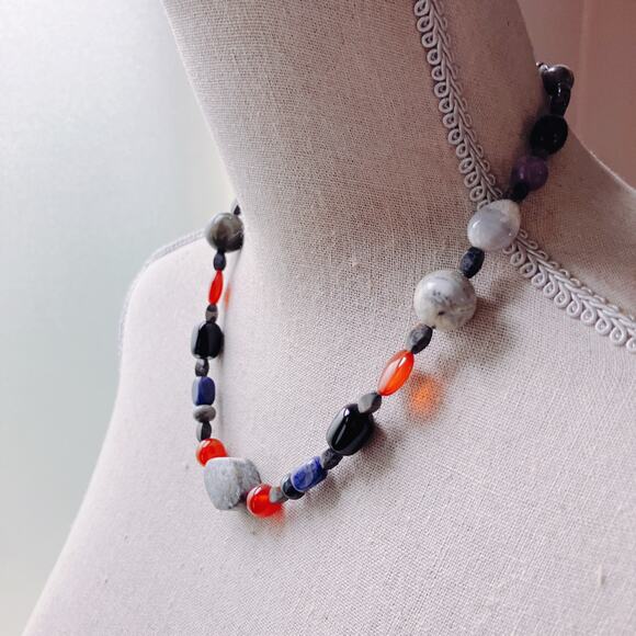 Jay King DTR Multi Gemstone Necklace, Sterling Silver Carnelian Sodalite Jasper - Picture 9 of 12